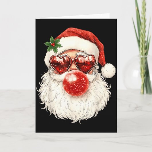 Santa Claus Christmas Blowing Bubble Gum And Sungl Kaart (Voorkant)