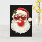 Santa Claus Christmas Blowing Bubble Gum And Sungl Kaart (Gele Bloem)