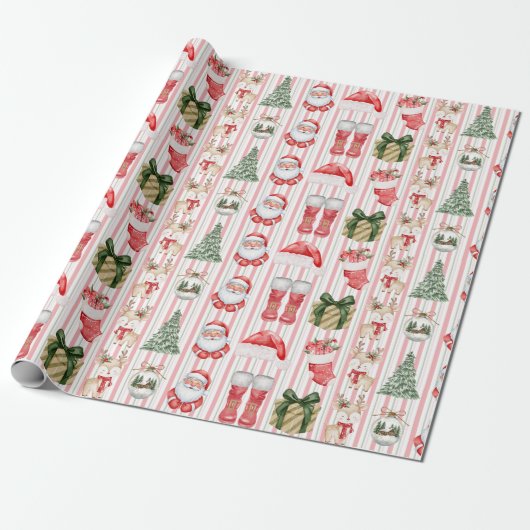 Santa Claus, Christmas Cadeaupapier (Uitgerold)