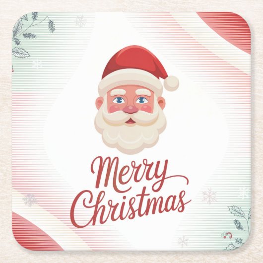 Santa Claus Christmas Coaster Set Kartonnen Onderzetters (Voorkant)