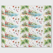 Santa Claus Christmas Fishing in Summer Cadeaupapier (Vlak)