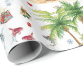 Santa Claus Christmas Fishing in Summer Cadeaupapier (Rol Hoek)