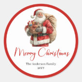 Santa Claus Christmas Gift Label Sticker Template (Voorkant)