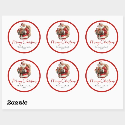 Santa Claus Christmas Gift Label Sticker Template (Vel)