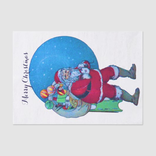 SANTA CLAUS , CHRISTMAS GIFT SACK EN TOYS TISSUEPAPIER (Voorkant)
