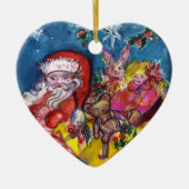 SANTA CLAUS, CHRISTMAS GIFTS Blue Sapphire Heart Keramisch Ornament (Voorkant)