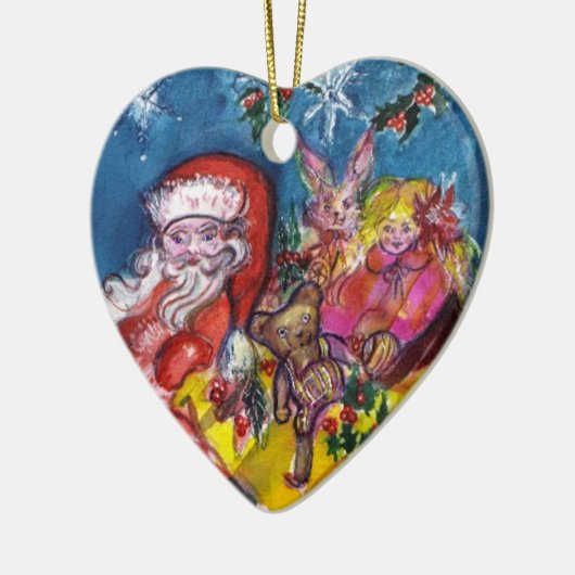 SANTA CLAUS, CHRISTMAS GIFTS Blue Sapphire Heart Keramisch Ornament (Links)