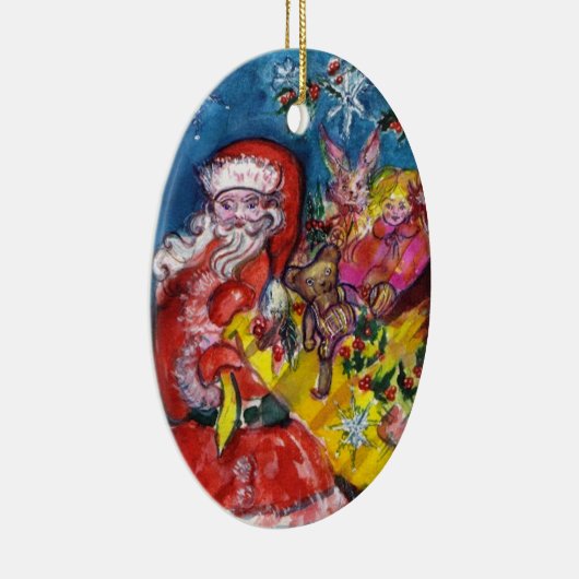 SANTA CLAUS, CHRISTMAS GIFTS EN TOYS Red Ruby Gem Keramisch Ornament (Rechts)