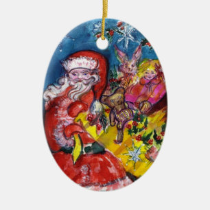 SANTA CLAUS, CHRISTMAS GIFTS EN TOYS Red Ruby Gem Keramisch Ornament