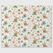 Santa Claus Christmas in July at the beach surfer Cadeaupapier (Vlak)