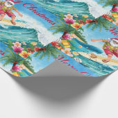 Santa Claus Christmas in July at the beach surfer Cadeaupapier (Hoek)