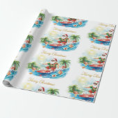 Santa Claus Christmas in July at the beach surfer Cadeaupapier (Uitgerold)