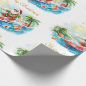 Santa Claus Christmas in July at the beach surfer Cadeaupapier (Hoek)