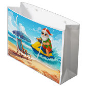 Santa Claus Christmas in July riding jet ski Groot Cadeauzakje (Voorkant Gekanteld)