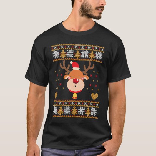 Santa Claus & Christmas Outfit  Rudolf Reindeer Mo T-shirt (Voorkant)