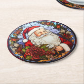 Santa Claus Christmas Set of 6  Ronde Kartonnen Onderzetter (Gebogen)