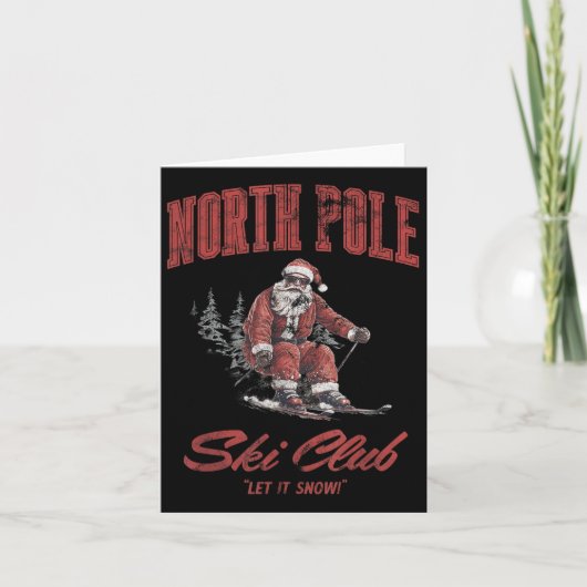 Santa Claus Christmas Snow Skiing At The North Le Kaart (Voorkant)