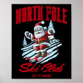 Santa Claus Christmas Snow Skiing At The North Pol Poster (Voorkant)