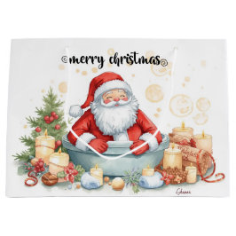 Santa Claus Christmas Spa Bath Tub Large Gift Bag Groot Cadeauzakje