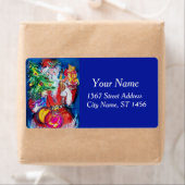 SANTA CLAUS, CHRISTMAS TREE EN GIFTS Red Blue Etiket (Insitu)