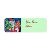 SANTA CLAUS, CHRISTMAS TREE EN GIFTS Red Green Etiket (Voorkant)