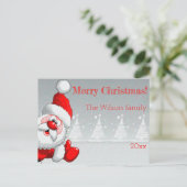 Santa Claus Christmas tree snow  Postcard Briefkaart (Staand voorkant)