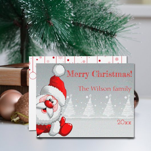 Santa Claus Christmas tree snow  Postcard Briefkaart