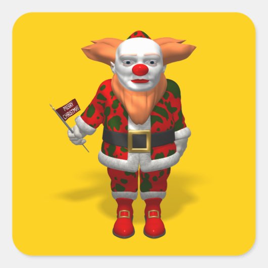 Santa Claus Clown Vierkante Sticker (Voorkant)