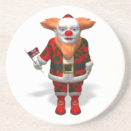 Santa Claus Clown Zandsteen Onderzetter (Voorkant)
