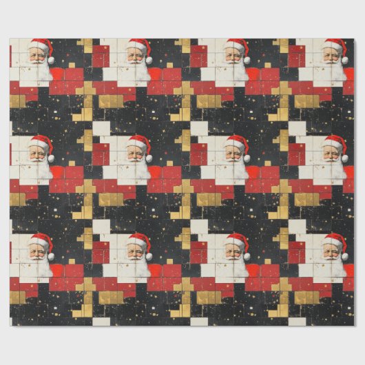  Santa Claus Collage Cadeaupapier (Vlak)