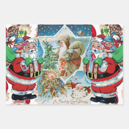 SANTA CLAUS COLLAGE Wrapping Paper Flat SET (Voorkant 2)