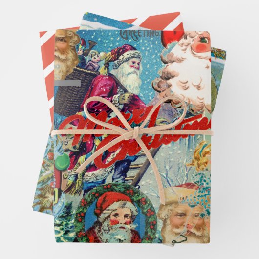 SANTA CLAUS COLLAGE Wrapping Paper Flat SET (In situ)