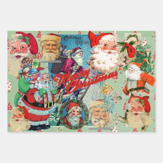 SANTA CLAUS COLLAGE Wrapping Paper Flat SET (Voorkant)