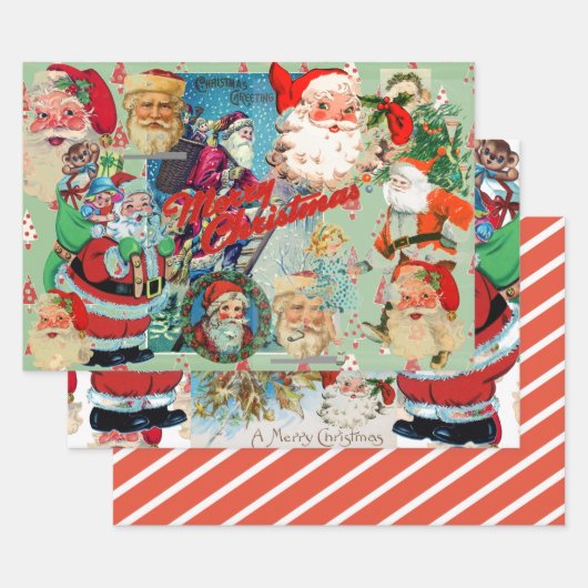 SANTA CLAUS COLLAGE Wrapping Paper Flat SET (Set)
