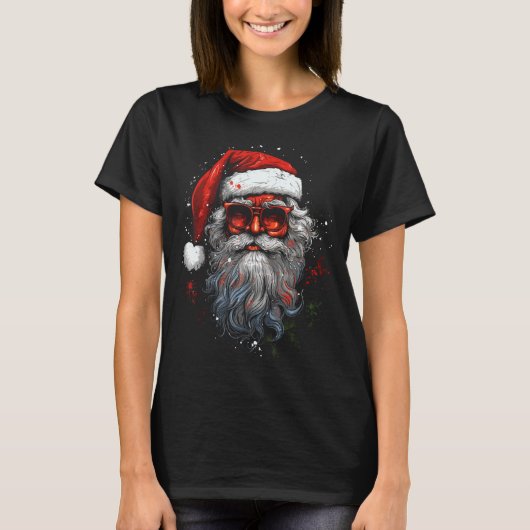 Santa Claus Cool Christmas Graphic T - shirts (Voorkant)