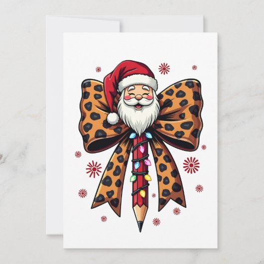 Santa Claus Coquette Bow School Onderwijs Kaart (Voorkant)