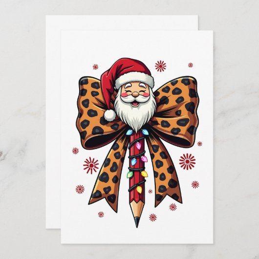 Santa Claus Coquette Bow School Onderwijs Kaart (Voorkant / Achterkant)