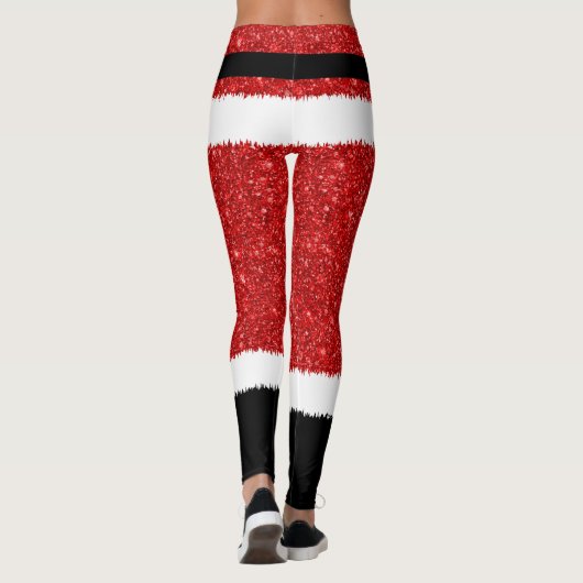 Santa Claus Costume Glitter-kerstLeggings Leggings (Achterkant)
