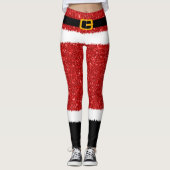 Santa Claus Costume Glitter-kerstLeggings Leggings (Voorkant)