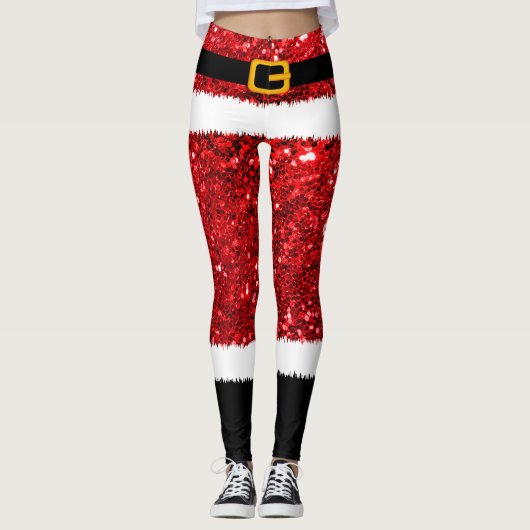 Santa Claus Costume Glitter-kerstLeggings Leggings (Voorkant)