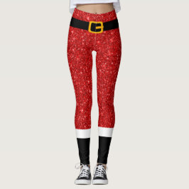 Santa Claus Costume Glitter-kerstLeggings Leggings