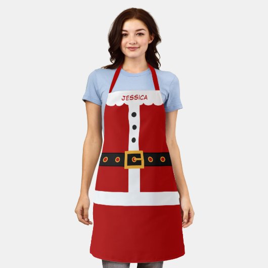 Santa Claus Costume Merry Kerstall-over print Schort (Gedragen)