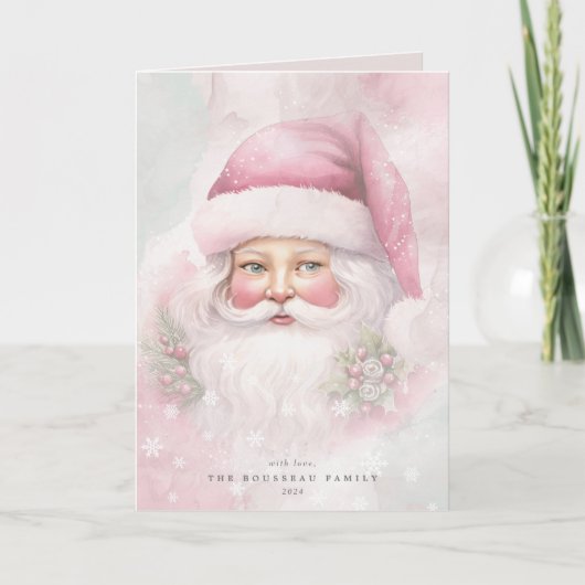Santa Claus  Cottage Chic Vakantie Kaart (Voorkant)