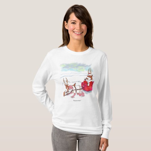 Santa Claus Coup dames witte T-shirt met lange mou (Voorkant volledig)