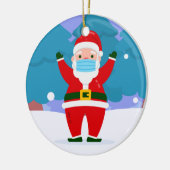 santa claus covid merry kerst gezichtsmasker keramisch ornament (Links)