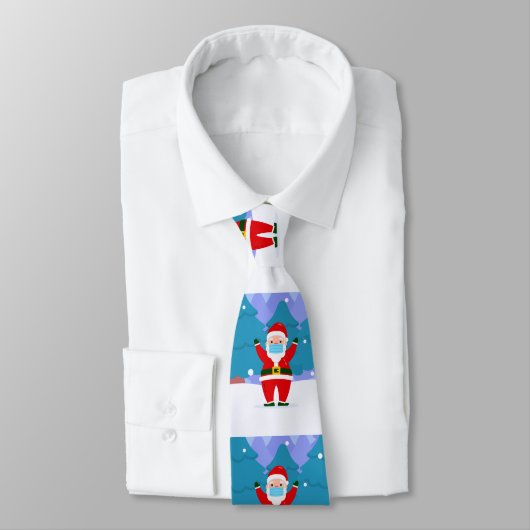 santa claus covid merry kerst gezichtsmasker stropdas (Gebonden)