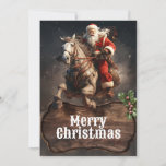 Santa Claus Cowboy Kunst Feestdagenkaart<br><div class="desc">Sinterklaas Kleurrijke mannen,  Cowboys Dierlijk Paard Wild , Texas Paard Rodeo western,  Vakantie pet Cowboy Merry,  Kerstmis kunst schilderen,  Sinterklaas</div>