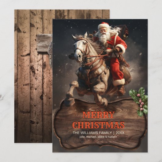 Santa Claus Cowboy Kunst Kaart (Voorkant / Achterkant)