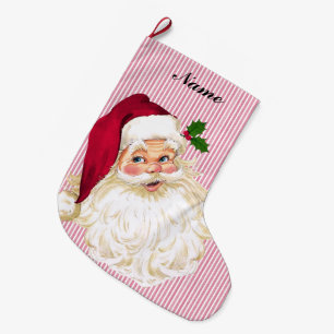  Santa Claus Cranberry & White Stripe Grote Kerstsok