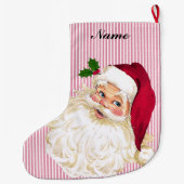  Santa Claus Cranberry & White Stripe Grote Kerstsok (Achterkant)